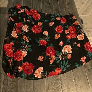 Black Cabbage Rose One Shoulder Top